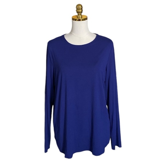 Eileen Fisher Tops - EILEEN FISHER | Women’s Soft Jersey Round Neck Curved Hem Top Size XL